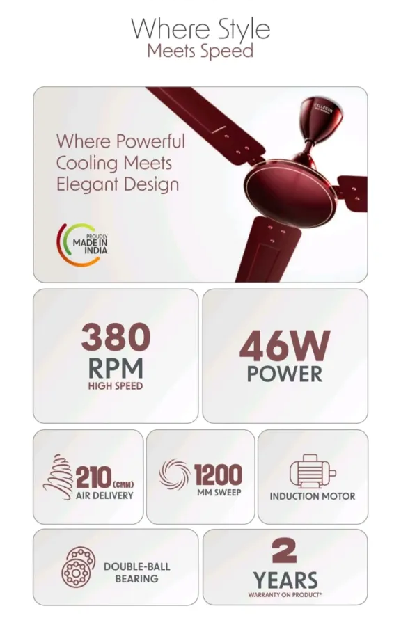 46WT 48″ CEILING FAN CELLECOR BLIZZA