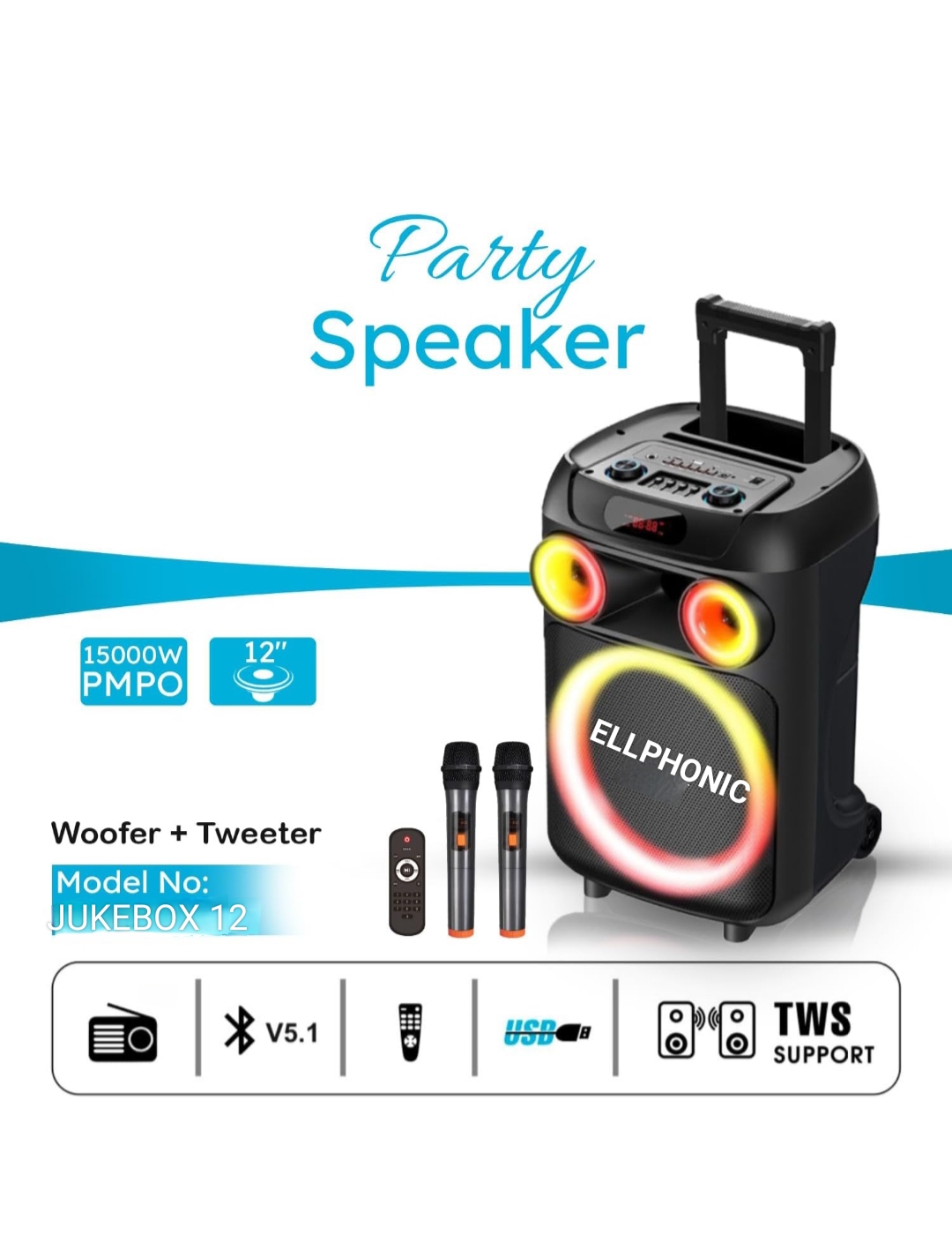 150W 12 Inch SOUND SYSTEM ELLPHONIC