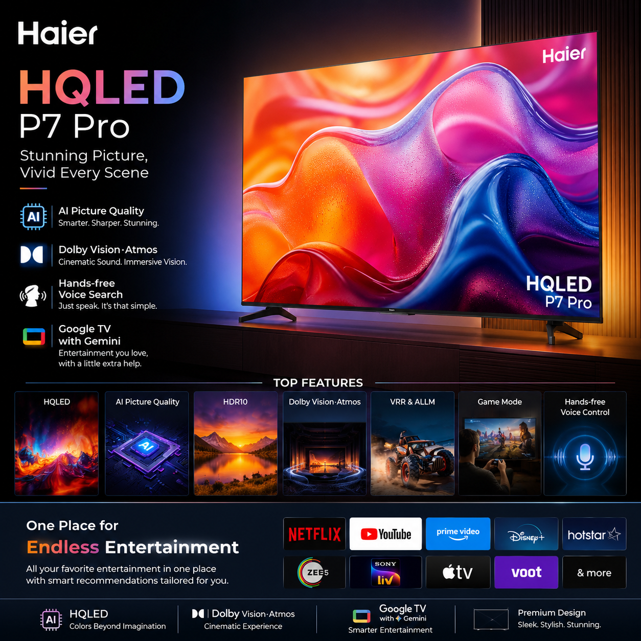 43 Inch HQLED TV HAIR 43P7 PRO