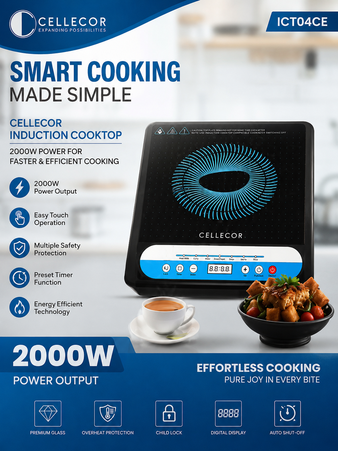 2000 W INFRARED INDUCTION COOKTOP CELLECOR