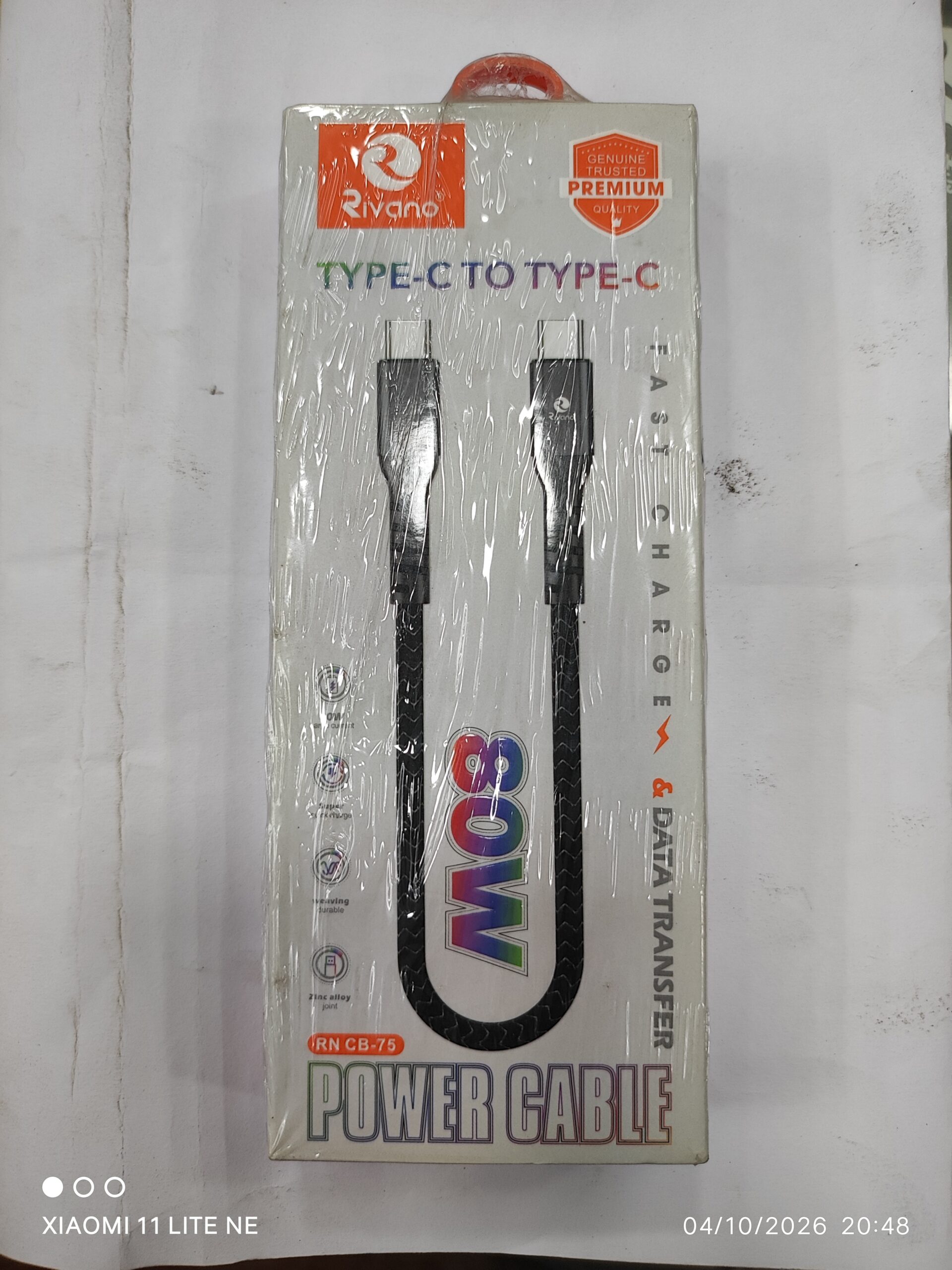 C to c type mini charging cable Rivano 80w